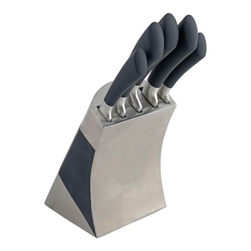 Sabatier Five Piece Knife Set With Stainless Steel Storage Block
