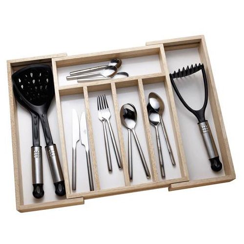 Rubber Wood Expanding Cutlery Tray