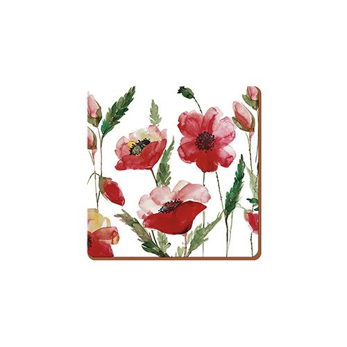 Creative Tops Watercolour Poppy Set Of 6 Premium Coasters
