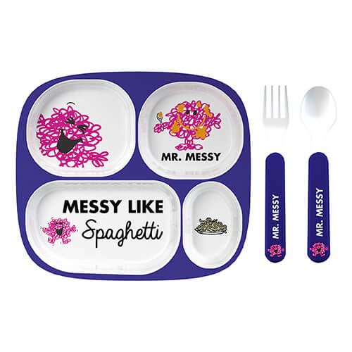 Mr Men Mr Messy 4 Piece Melamine Dinner Set