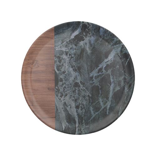 Creative Tops Green Marble Wood Mix Round Matte Tray