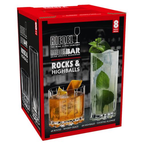 Riedel Bar Set of 8 Rocks & Highball Glasses