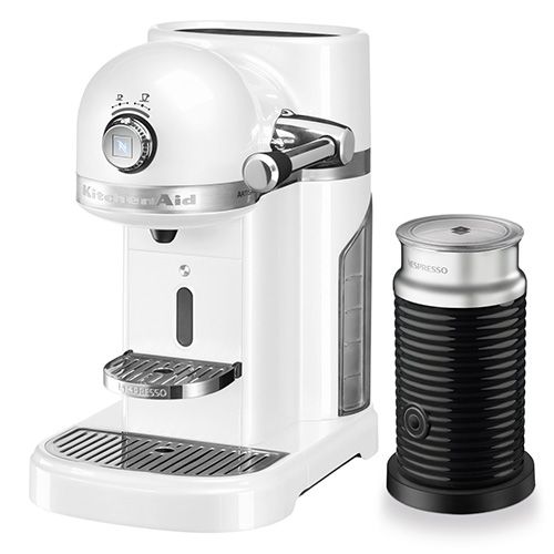 KitchenAid Artisan Nespresso Frosted Pearl Coffee Maker & Aeroccino 3