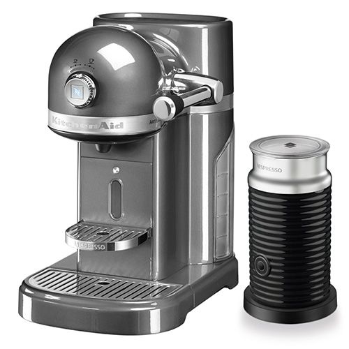 KitchenAid Artisan Nespresso Medallion Silver Coffee Maker & Aeroccino 3