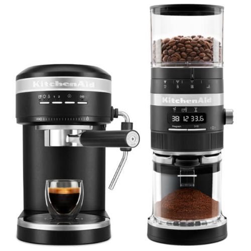 KitchenAid Matte Black Espresso Machine and Burr Grinder Set +