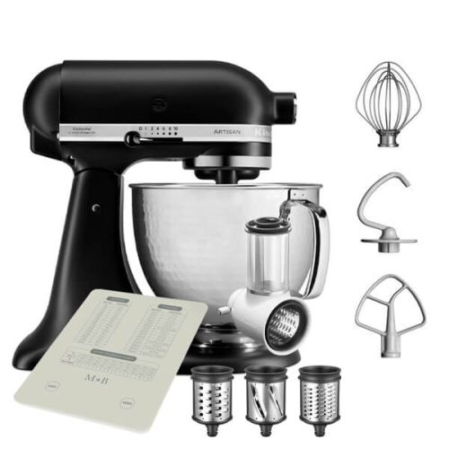 KitchenAid Artisan Mixer 156 Matte Black with Hammered Bowl with FREE Gifts