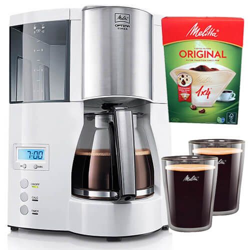 Melitta Optima Timer White Filter Coffee Machine With FREE Gifts