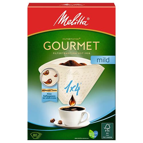 Melitta Gourmet Mild Coffee Filters 1x4 Pack Of 80
