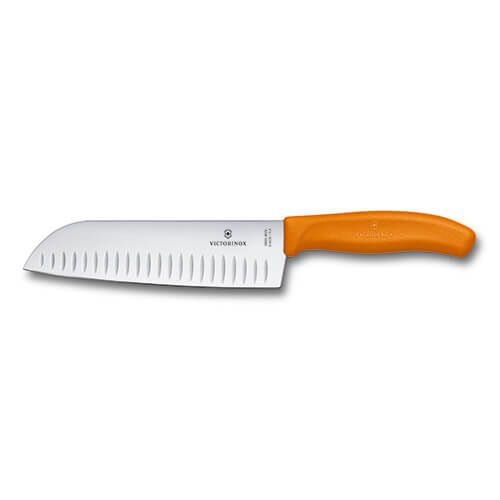 Victorinox Swiss Classic Orange 17cm Santoku Knife Fluted Blade