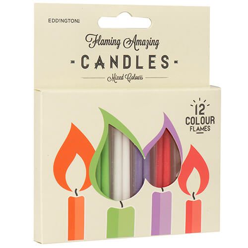 Eddingtons Mixed Colours Flaming Amazing Candles Pack Of 12