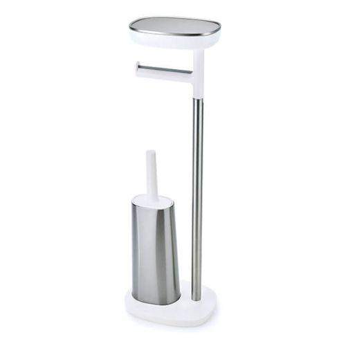 Joseph Joseph Bathroom EasyStore Plus Standing Toilet Paper Holder With Steel Flex Toilet Brush