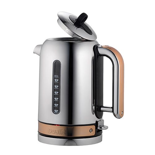 Dualit Classic Kettle Polished Stainless Steel and Copper Trim