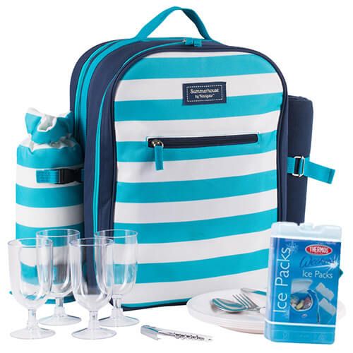 Navigate Coast 4 Person Picnic Backpack Set FREE Thermos Set Of Two Ice Packs 400g