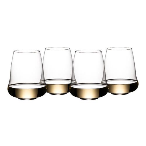 Riedel Stemless Wings 265 Year Anniversary Riesling / Champagne Wine Glass Set Of 4