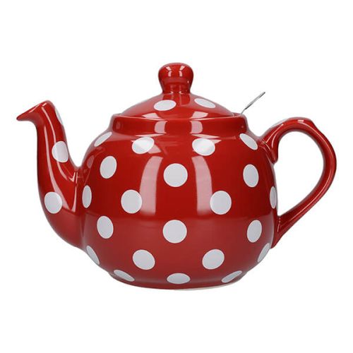 London Pottery Farmhouse Filter 4 Cup Teapot Red With White Spots