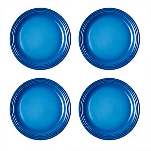 Le Creuset Marseille Blue Stoneware 27cm Dinner Plates Set Of 4