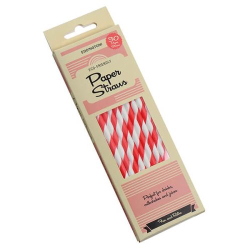 Eddingtons Paper Straws Red Stripe 30 Pack