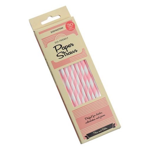 Eddingtons Paper Straws Pink Stripe 30 Pack