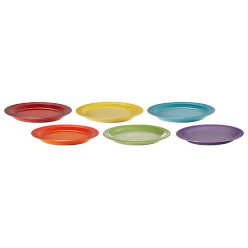 Le Creuset Stoneware Set of 6 Rainbow Dinner Plates 27cm