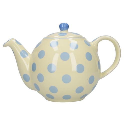 London Pottery Globe 4 Cup Teapot Ivory With Blue Spots