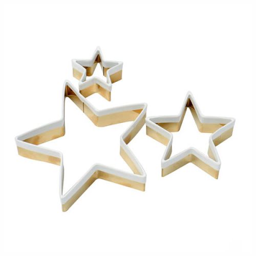 Eddingtons Set of 3 Brass Star Cookie Cutters With White Top