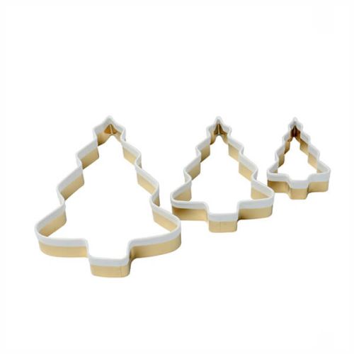 Eddingtons Set of 3 Brass Christmas Tree Cookie Cutters With White Top
