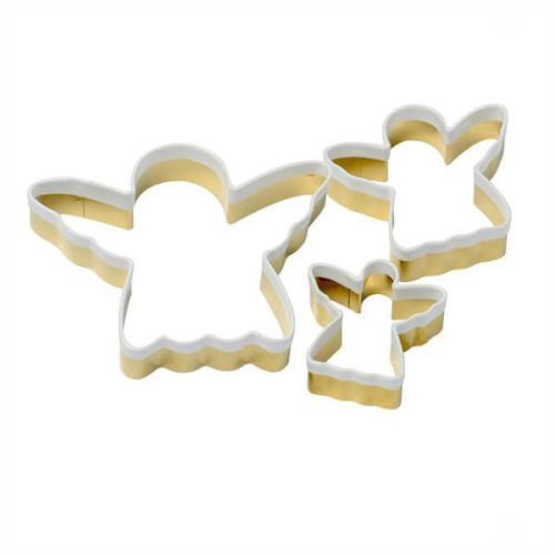 Eddingtons Set of 3 Brass Angel Cookie Cutters With White Top