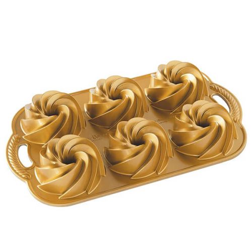 Nordic Ware Heritage Bundtlette Cakes Pan Gold