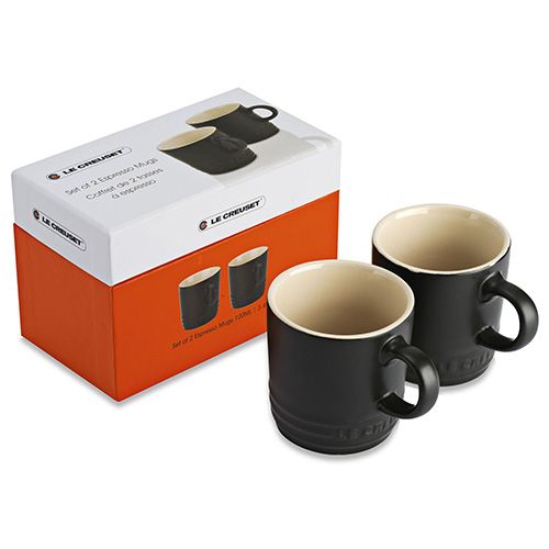 Le Creuset Satin Black Stoneware Espresso Mug Set Of 2 Gift Box