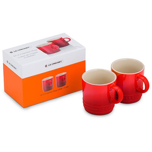 Le Creuset Cerise Stoneware Espresso Mug Set Of 2 Gift Box