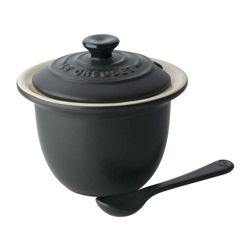 Le Creuset Satin Black Stoneware Indian Condiment Pot