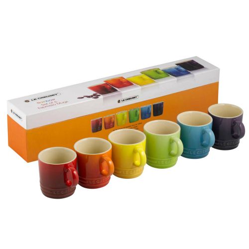 Le Creuset Rainbow Stoneware Set Of 6 Espresso Mugs