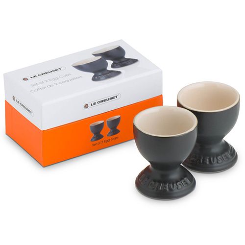 Le Creuset Satin Black Stoneware Egg Cup Set Of 2 Gift Box