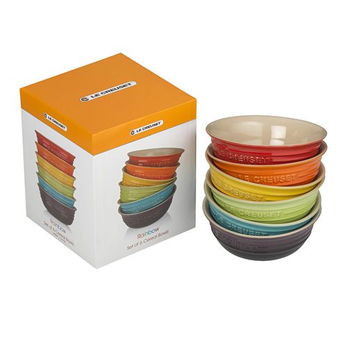 Le Creuset Rainbow Stoneware Set of 6 Cereal Bowls