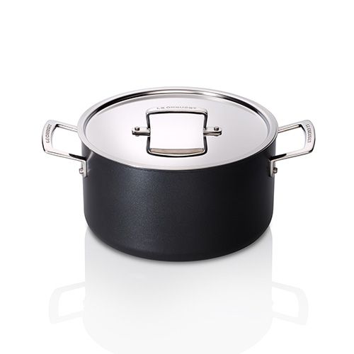 Le Creuset Professional Hard Anodised 20cm Deep Casserole With Lid