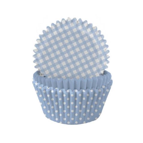 Anniversary House Pastel Blue Gingham and Polka Mix Cupcake Cases Pack of 75