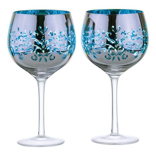 Artland Filigree Gin Glasses Blue Set of 2