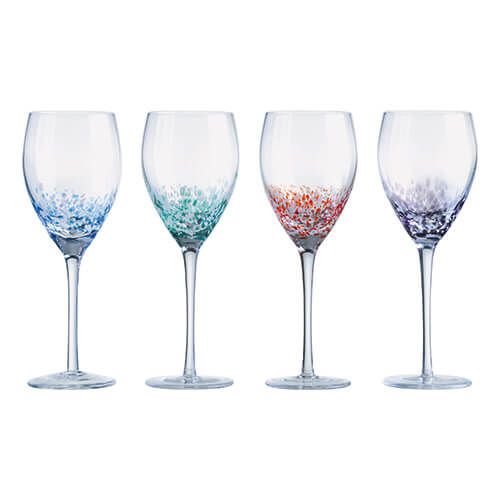 Anton Studios Set Of 4 Speckle Wine Glasses