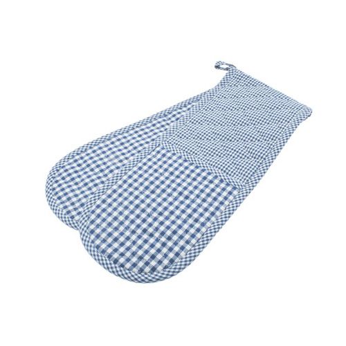 Walton & Co Auberge Gingham Double Oven Glove Nordic Blue