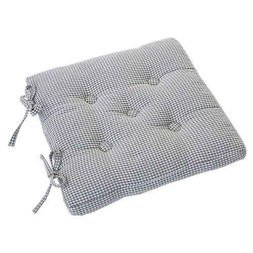Walton & Co Auberge Gingham Seat Pad With Ties Cobble