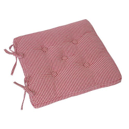 Walton & Co Auberge Gingham Seat Pad With Ties Red