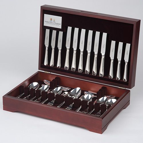 Arthur Price of England Baguette Sovereign Stainless Steel 100 Piece Canteen FREE Twelve Tea Spoons