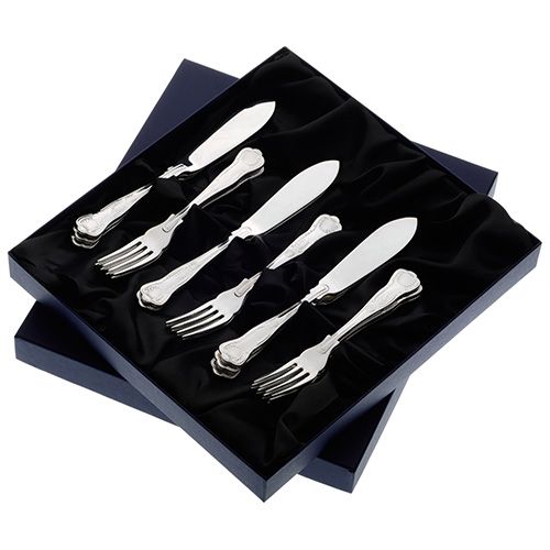 Arthur Price Kings Sovereign Stainless Steel Set of 6 Pairs Of Fish Eaters