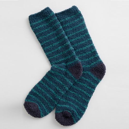 Seasalt Men's Fluffies Socks Short Breton Dark Lake Dark Jade