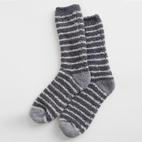 Seasalt Men's Fluffies Socks Short Breton Shadow Cobble