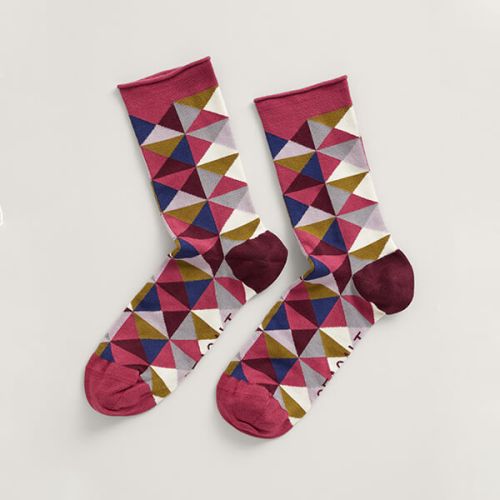 Seasalt Womens Bamboo Arty Socks Patchwork Triangles Mix Size 4-7