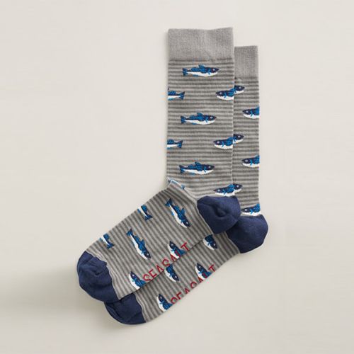 Seasalt Men's Arty Socks St Ives Catch Coal Size 8-12