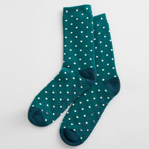 Seasalt Glad Tidings Slipper Socks Confetti Dark Jade