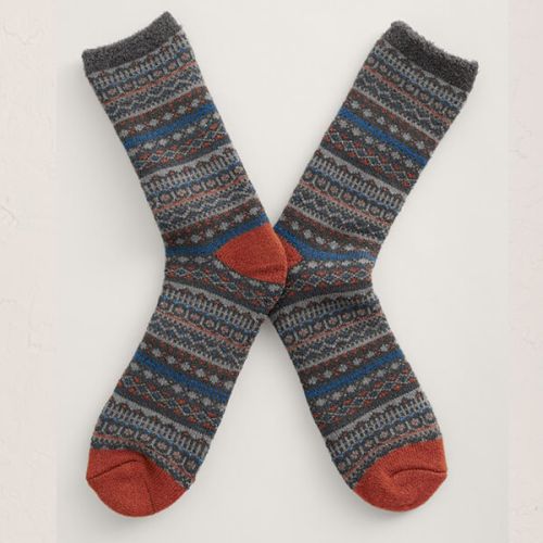 Seasalt Men's Cabin Socks Mica Fleck Slate Mix Size 8-12