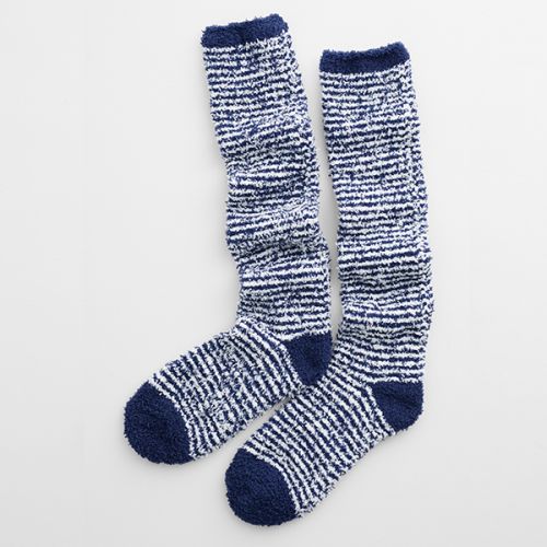 Seasalt Long Fluffies Socks Mini Stripe French Blue